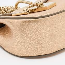 Pre Owned Chloe Gold Leather Mini Drew Chain Crossbody Bag