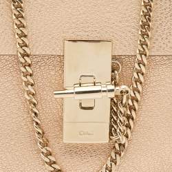 Pre Owned Chloe Gold Leather Mini Drew Chain Crossbody Bag
