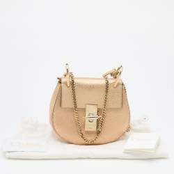 Pre Owned Chloe Gold Leather Mini Drew Chain Crossbody Bag