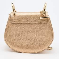 Pre Owned Chloe Gold Leather Mini Drew Chain Crossbody Bag