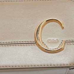 Pre Owned Chloe Beige Leather Mini C Vanity Shoulder Bag
