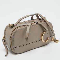 Pre Owned Chloe Beige Leather Mini C Vanity Shoulder Bag