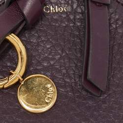 Pre Owned Chloe Purple Leather Mini Alphabet Round Coin Purse