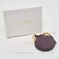 Pre Owned Chloe Purple Leather Mini Alphabet Round Coin Purse