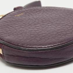 Pre Owned Chloe Purple Leather Mini Alphabet Round Coin Purse