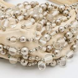 Chloe Off White Canvas Beaded Embellished Crescent Hobo