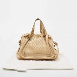 Chloe Beige Python Medium Paraty Satchel