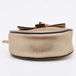 Chloe Metallic Gold Leather Mini Drew Chain Crossbody Bag