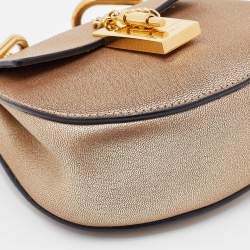 Chloe Metallic Gold Leather Mini Drew Chain Crossbody Bag