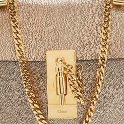 Chloe Metallic Gold Leather Mini Drew Chain Crossbody Bag