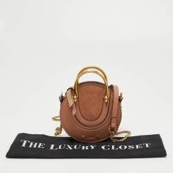 مملوكة مسبقًا Chloe Beige Leather and Suede Mini Pixie Round Shoulder Bag