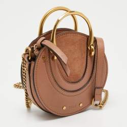مملوكة مسبقًا Chloe Beige Leather and Suede Mini Pixie Round Shoulder Bag