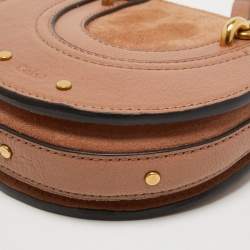 مملوكة مسبقًا Chloe Beige Leather and Suede Mini Pixie Round Shoulder Bag