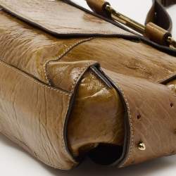 Pre Owned Chloe Brown Patent Leather Flap Shoulder Bag