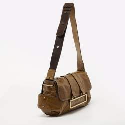 Pre Owned Chloe Brown Patent Leather Flap Shoulder Bag