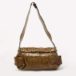 Pre Owned Chloe Brown Patent Leather Flap Shoulder Bag