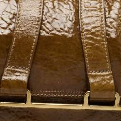 Pre Owned Chloe Brown Patent Leather Flap Shoulder Bag