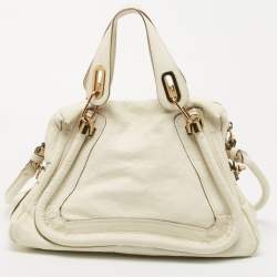 Pre Owned Chloe Cream Leather Paraty Satchel