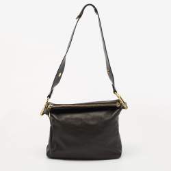 Chloe Black Leather Zip Messenger Bag