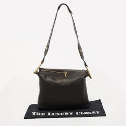 Chloe Black Leather Zip Messenger Bag