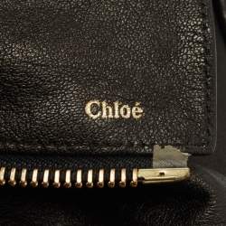 Chloe Black Leather Zip Messenger Bag