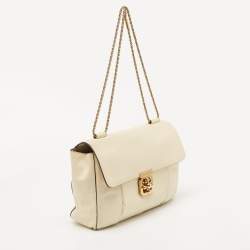 Pre Owned Chloe Cream Leather Large Elsie Shoulder Bag