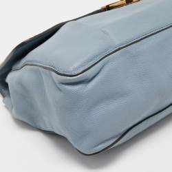 Pre Owned Chloe Light Blue Leather Large Elsie Shoulder Bag