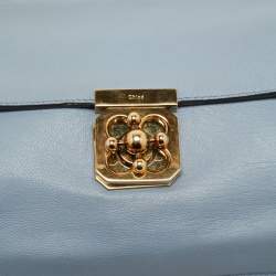 Pre Owned Chloe Light Blue Leather Large Elsie Shoulder Bag