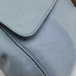 Pre Owned Chloe Light Blue Leather Large Elsie Shoulder Bag