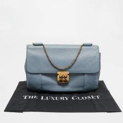 Pre Owned Chloe Light Blue Leather Large Elsie Shoulder Bag