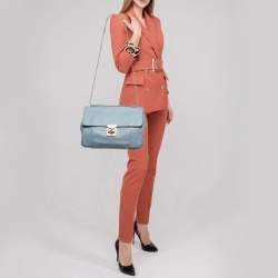 Pre Owned Chloe Light Blue Leather Large Elsie Shoulder Bag