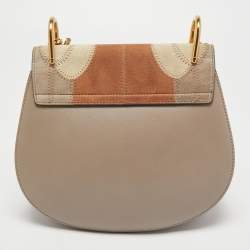 Pre Owned Chloe Multicolor Patchwork Suede and Leather Medium Drew Shoulder Bag