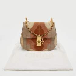 Pre Owned Chloe Multicolor Patchwork Suede and Leather Medium Drew Shoulder Bag