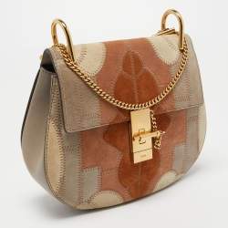 Pre Owned Chloe Multicolor Patchwork Suede and Leather Medium Drew Shoulder Bag