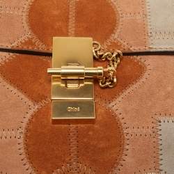 Pre Owned Chloe Multicolor Patchwork Suede and Leather Medium Drew Shoulder Bag
