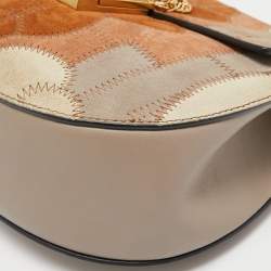 Pre Owned Chloe Multicolor Patchwork Suede and Leather Medium Drew Shoulder Bag