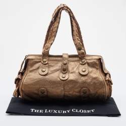 Pre Owned Chloe Metallic Gold Leather Silverado Satchel