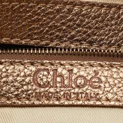 Pre Owned Chloe Metallic Gold Leather Silverado Satchel
