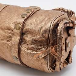 Pre Owned Chloe Metallic Gold Leather Silverado Satchel