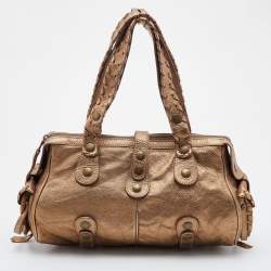 Pre Owned Chloe Metallic Gold Leather Silverado Satchel