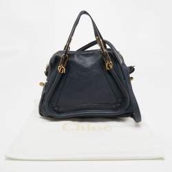 Pre Owned Chloe Navy Blue Leather Medium Paraty Satchel