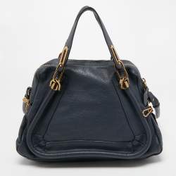 Pre Owned Chloe Navy Blue Leather Medium Paraty Satchel