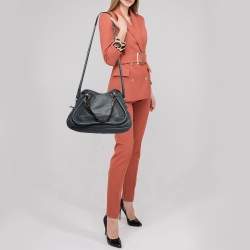 Pre Owned Chloe Navy Blue Leather Medium Paraty Satchel