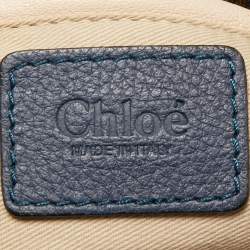 Pre Owned Chloe Navy Blue Leather Medium Paraty Satchel