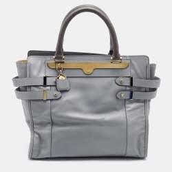Pre Owned Chloe Grey/Olive Leather Shelby Shopper Tote