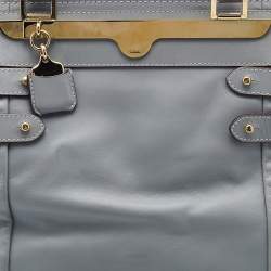 Pre Owned Chloe Grey/Olive Leather Shelby Shopper Tote