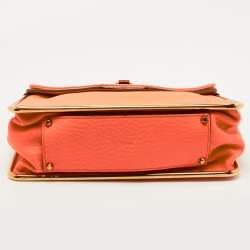 Pre Owned Chloe Orange Pebbled Leather Medium Sally Flap Shoulder Bag