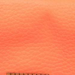 Pre Owned Chloe Orange Pebbled Leather Medium Sally Flap Shoulder Bag