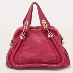 Pre Owned Chloe Pink/Black Leather Medium Paraty Satchel