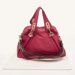 Pre Owned Chloe Pink/Black Leather Medium Paraty Satchel